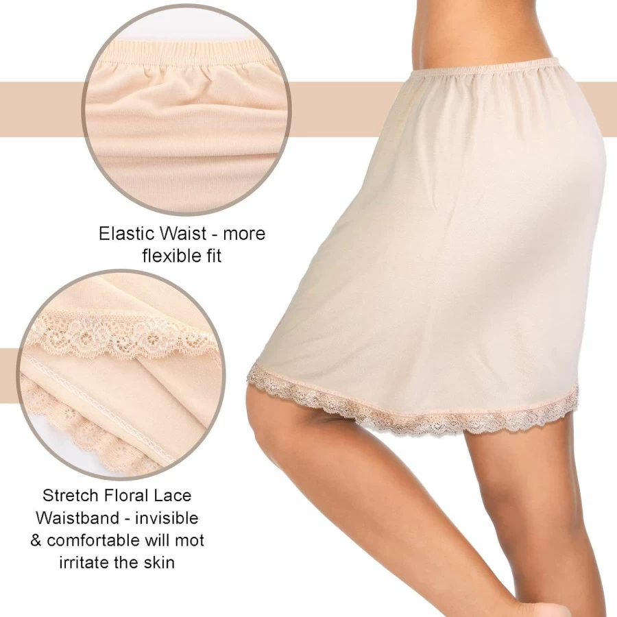 Haysandy Women's Lace Trim Half Slip - 3 Piece Set for Under Dresses & Skirts