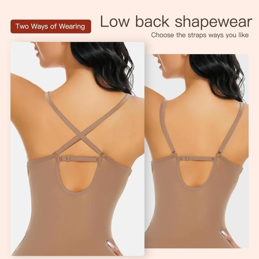 "Slimers Women's Thong Shapewear - Tummy Control Bodysuit with U Plunge Backless Design & Open Crotch for Comfort"